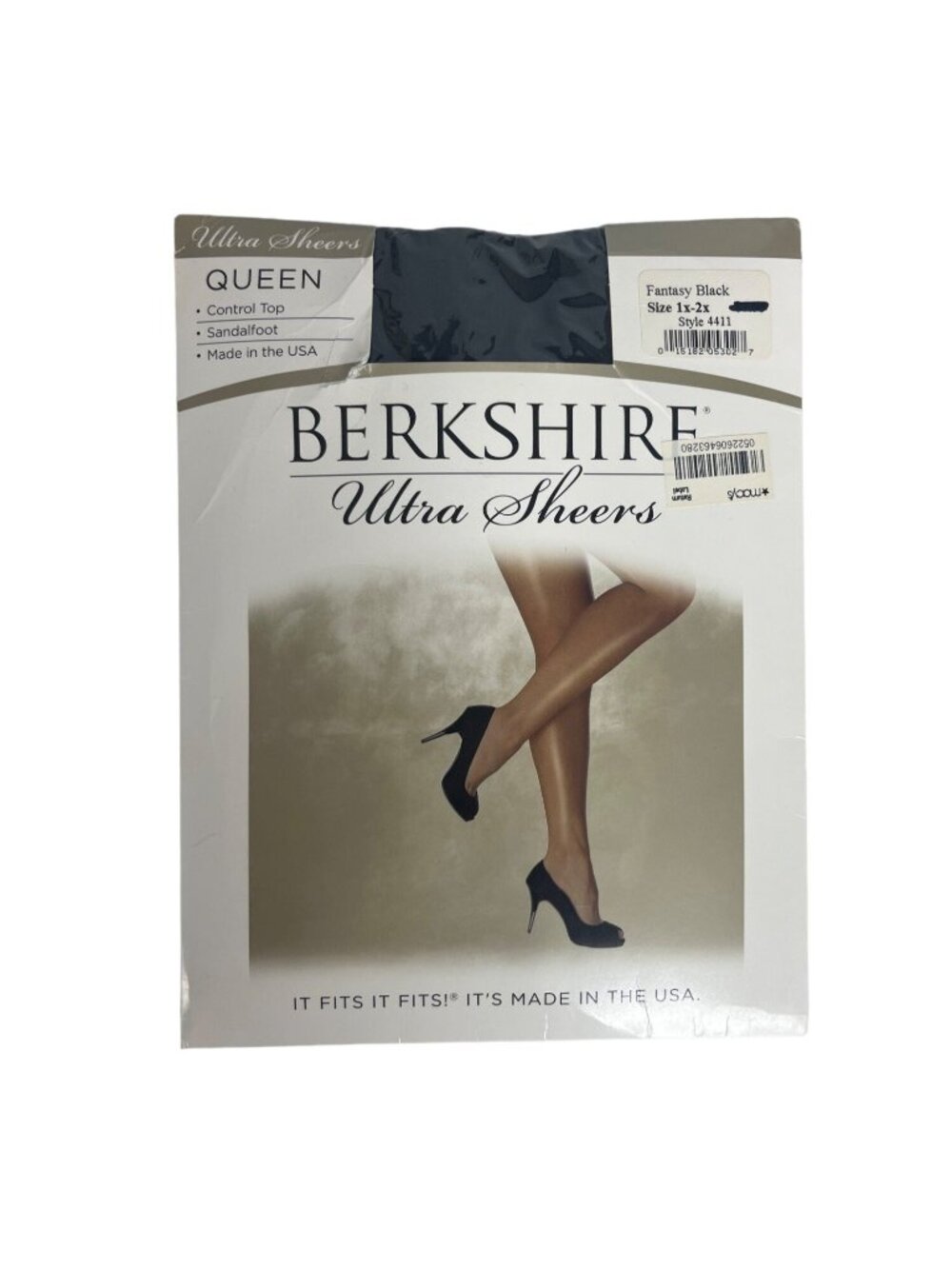 Berkshire Ultra Shears Pantyhose Control Top Sandlalfoot Fantasy Black 1X/2X New